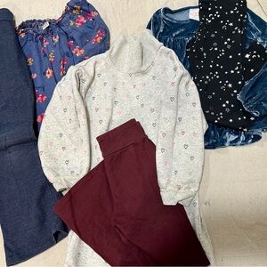 Cozy Heart Print Sweater with Burgundy Leggings